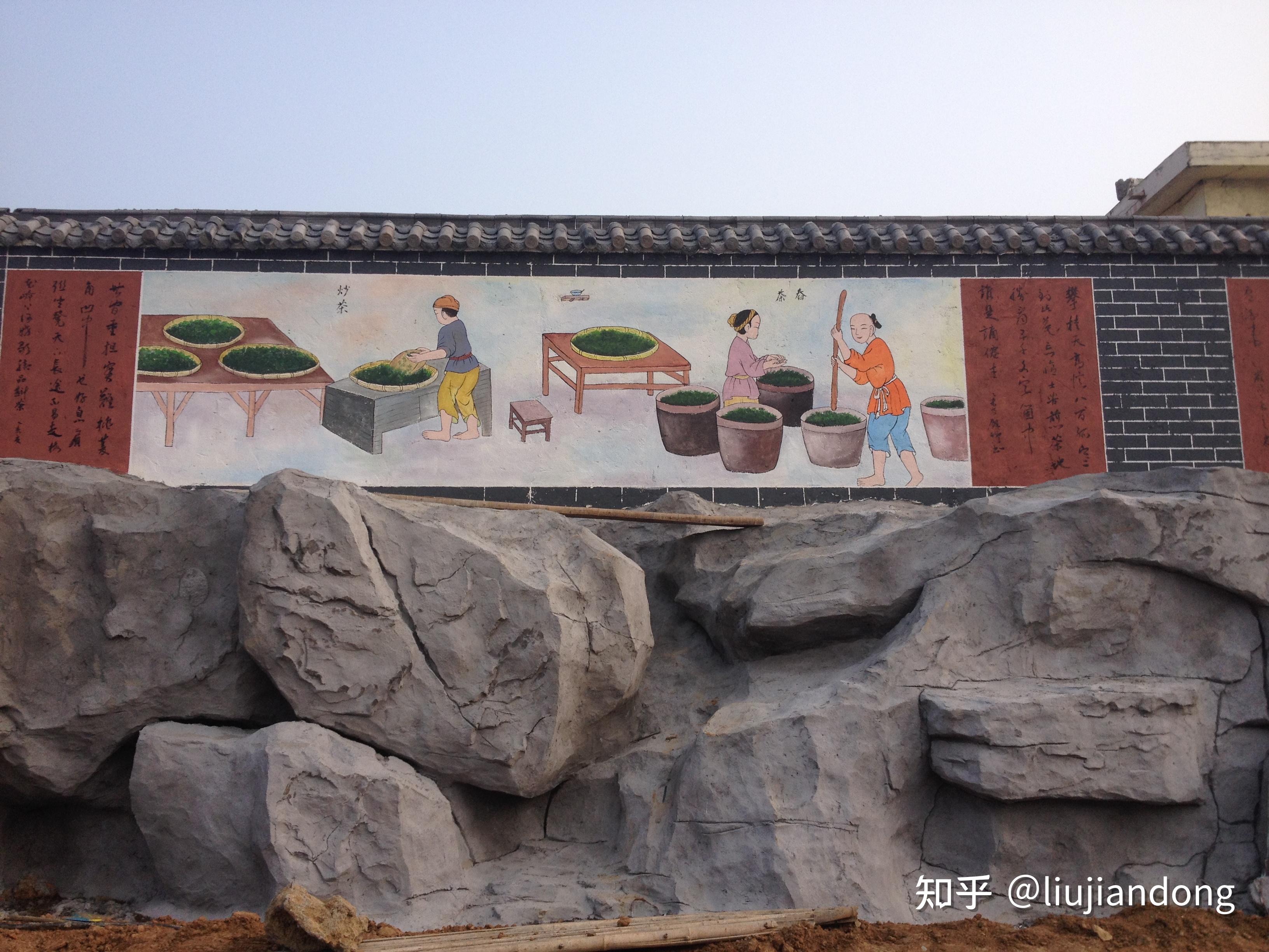 茶文化壁画茶馆茶楼门头古建筑彩绘