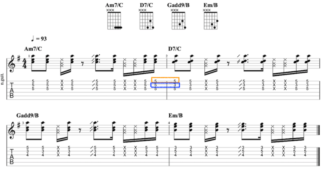 这种手法可以让和弦进行听上去更加柔顺丝滑.