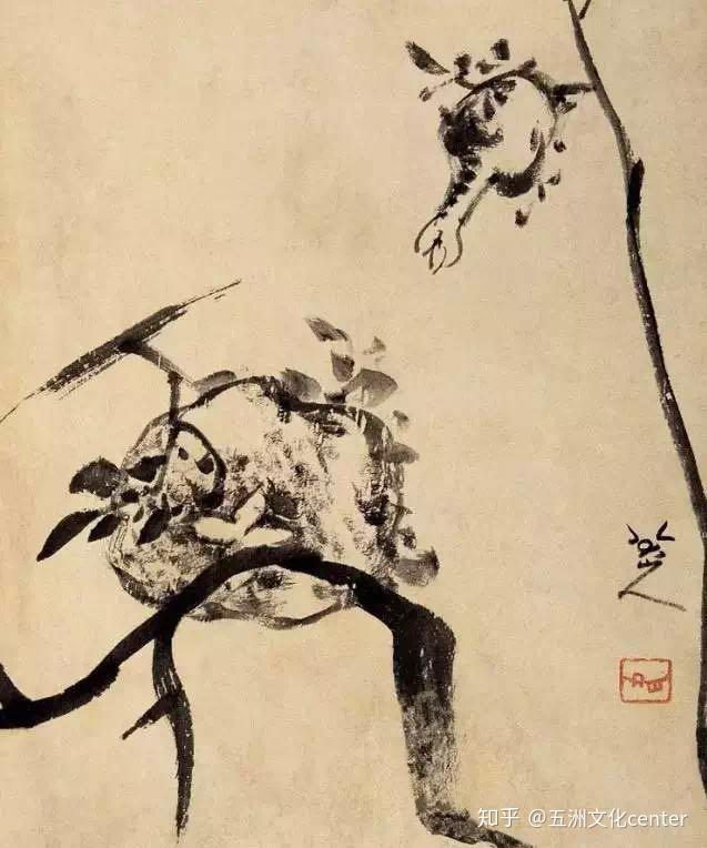 清代  八大山人 《石榴图》▲清代  八大山人 《石榴雀鸟》▲朱耷