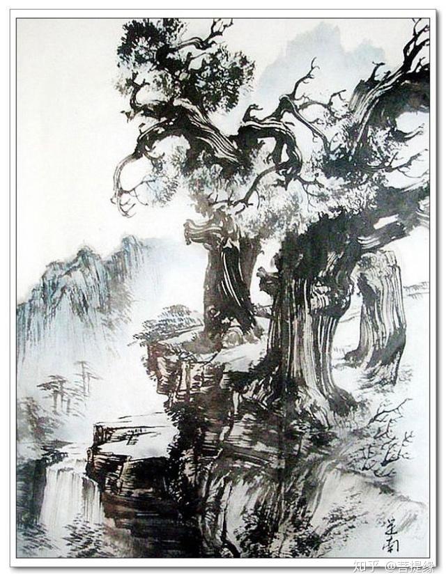 我是雕刻师胡定南山水古柏绘画素描国画精品收藏