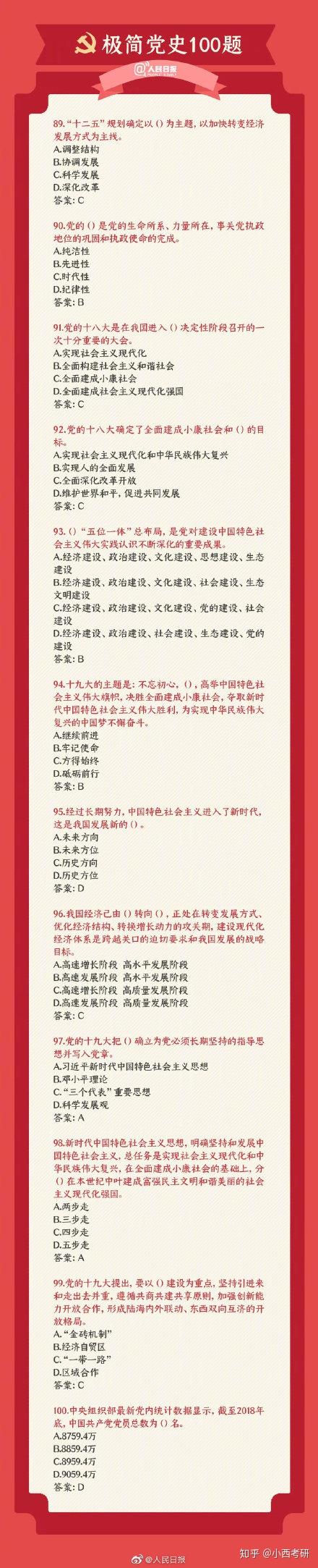 长知识 极简党史100题 你会做几题 知乎