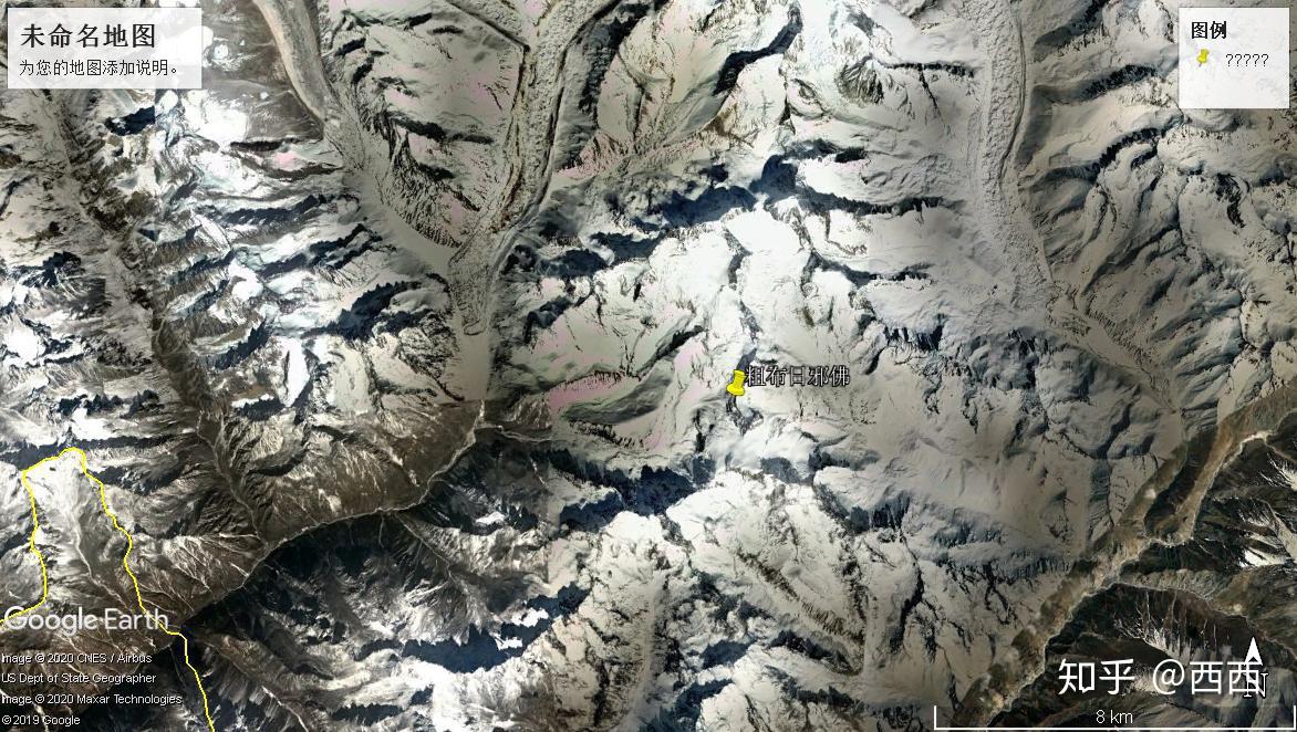 用google卫星地图在西藏粗布日西北方向经度86336纬度28179发现巨大