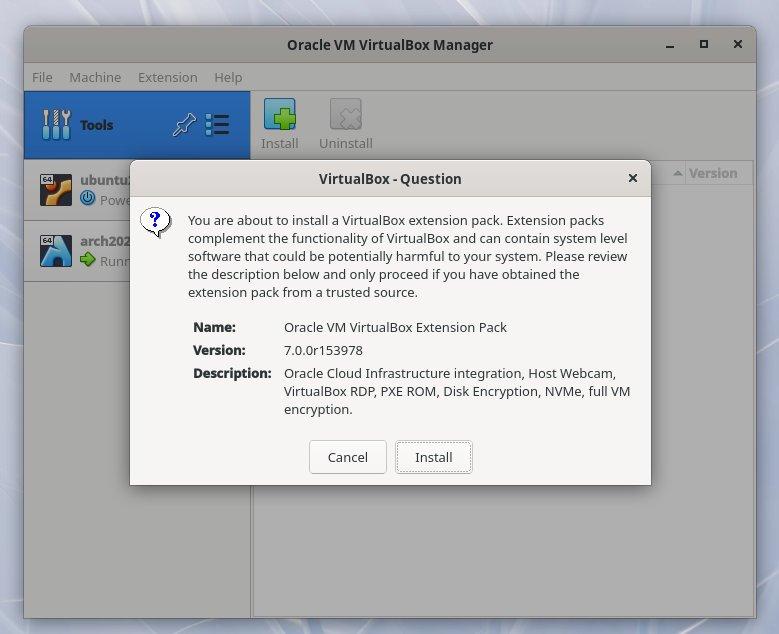  virtualbox u linux 