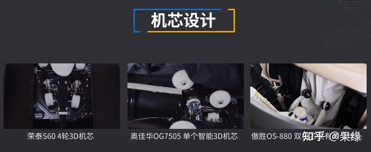 荣泰s60采用了单个4轮3d按摩机芯,奥佳华og7505则是单个智能3d柔感