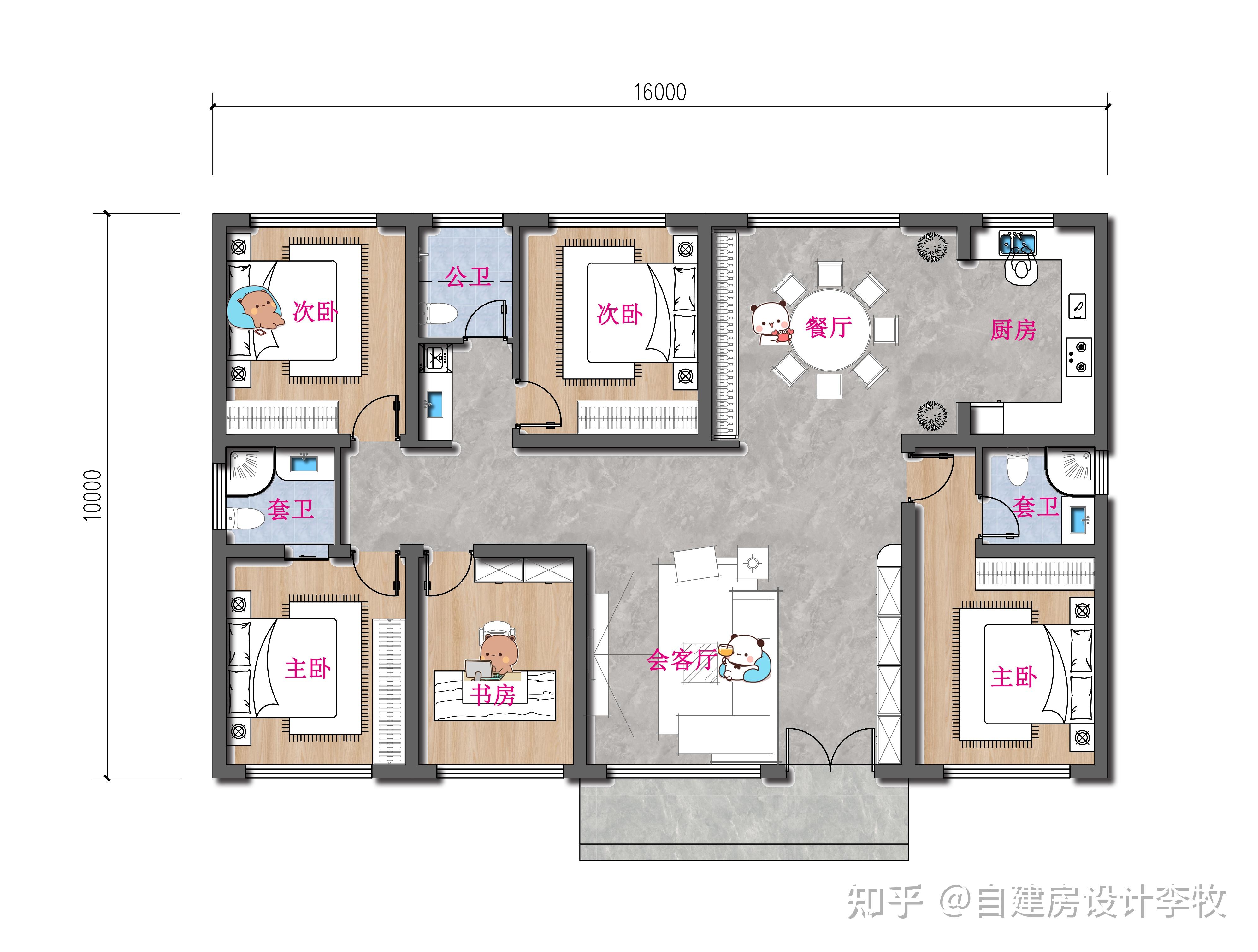 农村自建房,16×10m,一层平面图