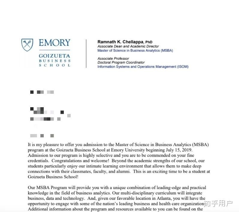 清流喜报梦校埃默里大学商业分析硕士录取