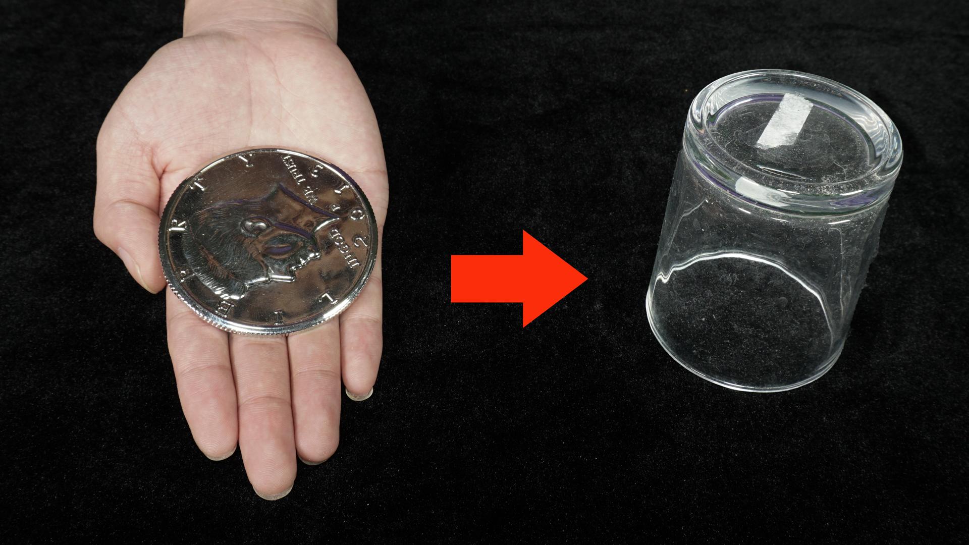 硬币穿玻璃杯魔术手法教学
