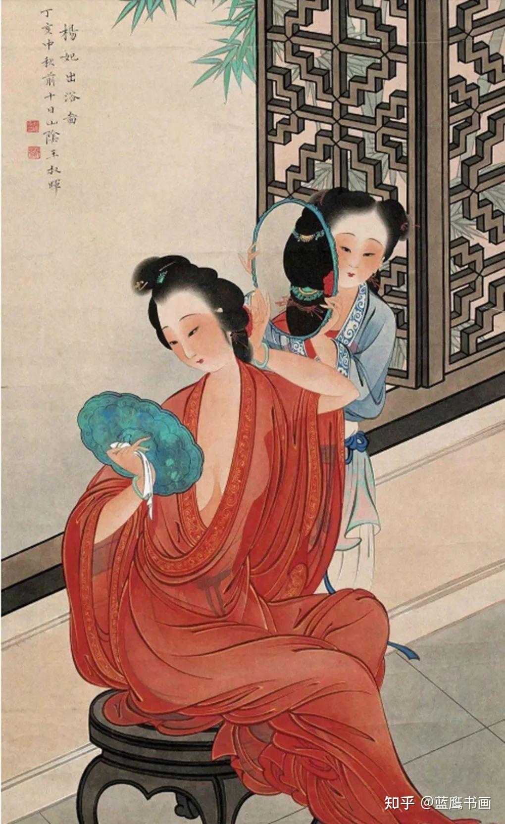 绘画家创作的贵妃出浴图，展现了她莲花般白里透红的迷人形象- 知乎