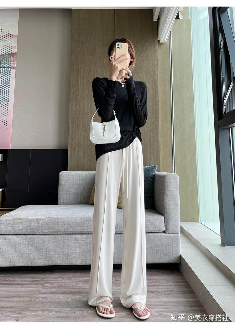 米色阔腿裤应该搭配什么样的衣服? - 知乎