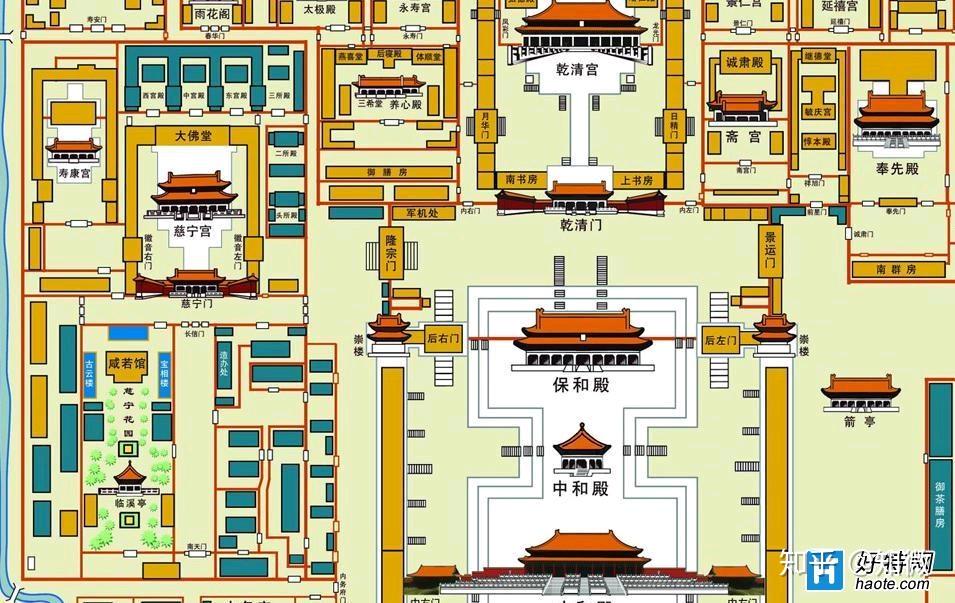 明清宫殿分布图及其作用是什么