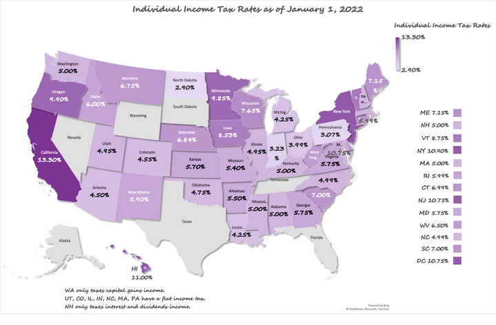 2022美国50州个人所得税最全整理- 知乎