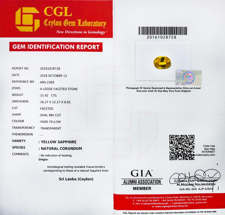 斯里兰卡cgl证书全称为锡兰宝石实验室,对彩色宝石提供专业的鉴定和