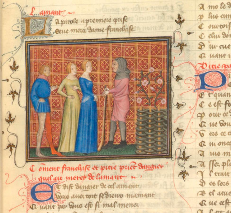 《玫瑰传奇》手稿,约1401-1450年,古法语,羊皮纸,160 页,40 x 31.