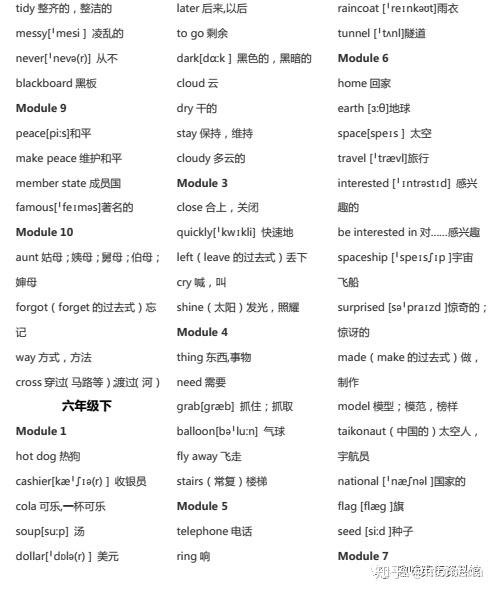 英语教材外研版小学英语单词表全一年级起 1 12册 知乎