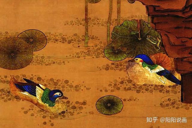 中国明時代 陳洪綬 荷花鴛鴦圖 絹本 原色複製◇検故宮博物館◇一鼎軒