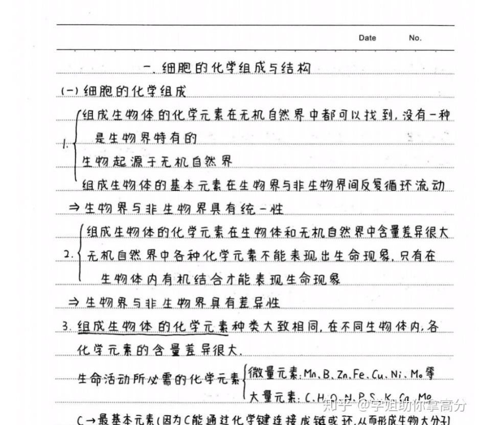 高一小福利生物必修一重点笔记学霸手写速留高分soeasy