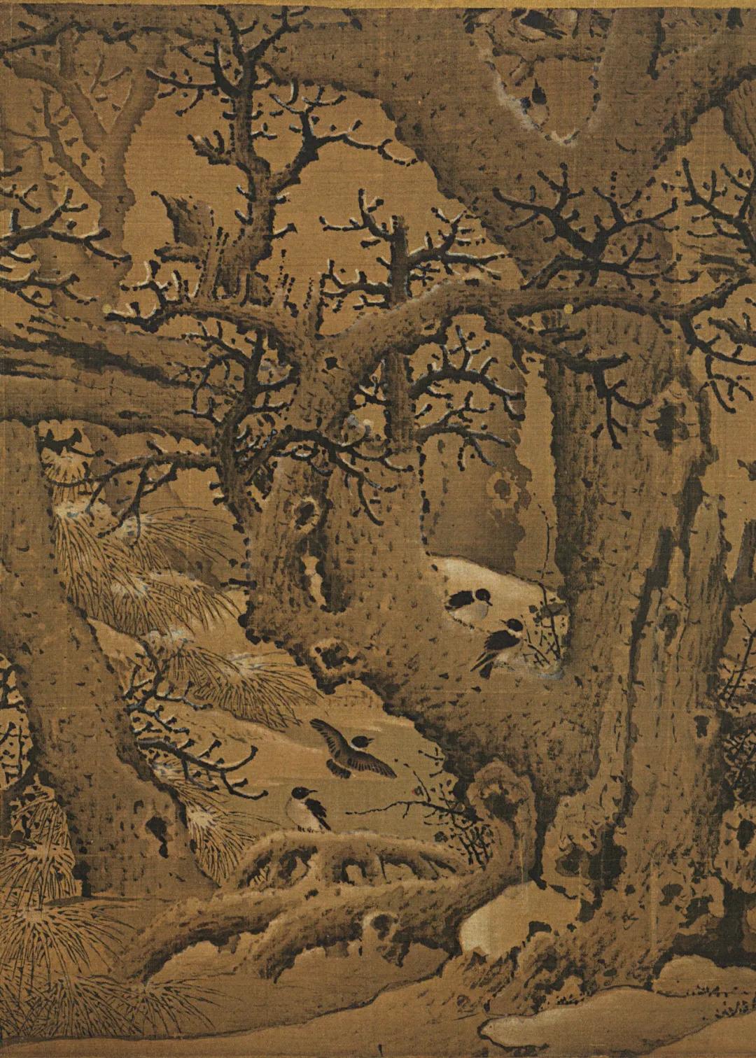 宋-佚名-寒鸦图局部--宋-佚名-寒林楼观图--郭熙寒林圖--北宋-赵佶