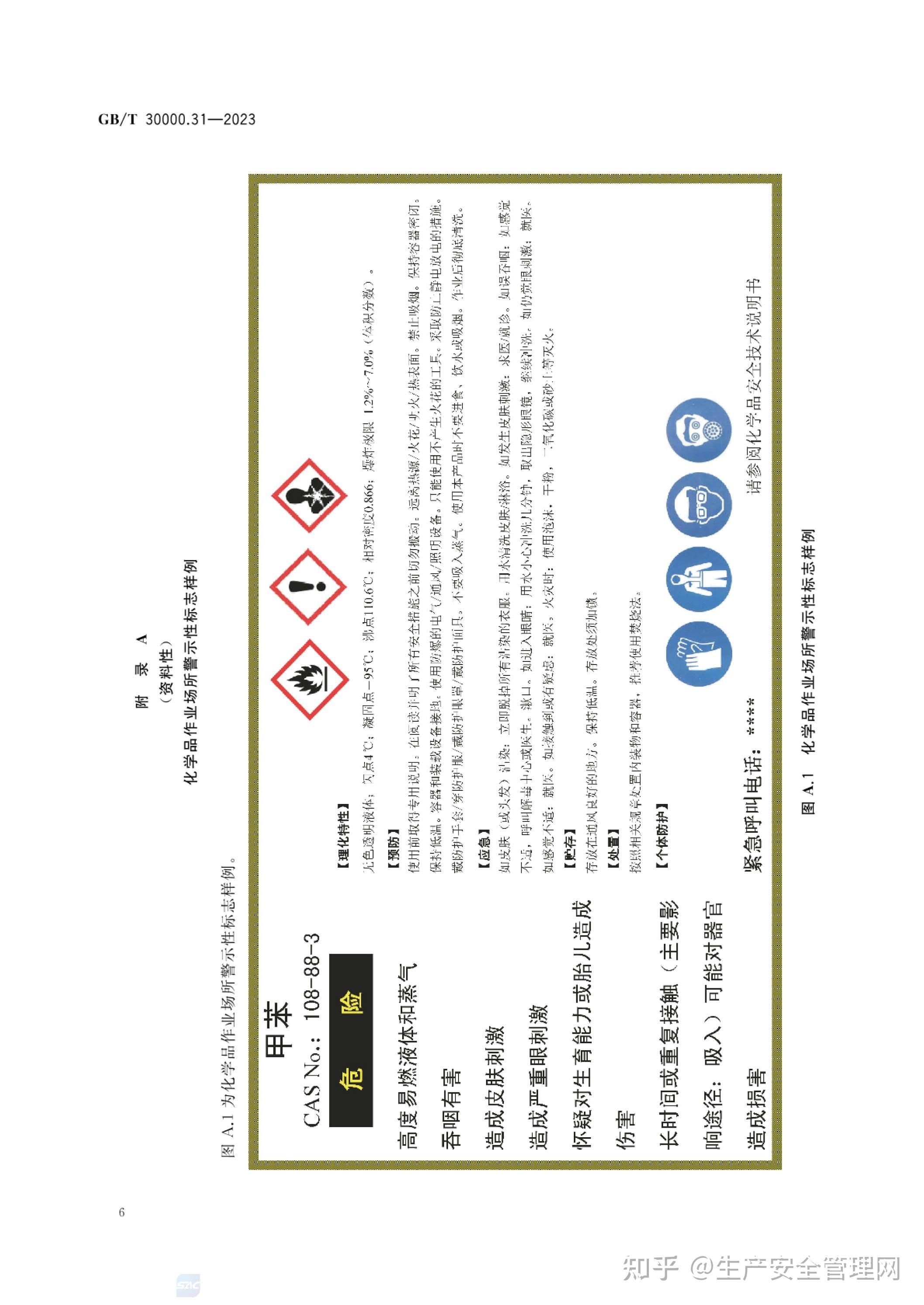 【pdf】GB 30000.31-2023 化学品分类和标签规范 第31部分：化学品作业场所警示性标志 - 知乎