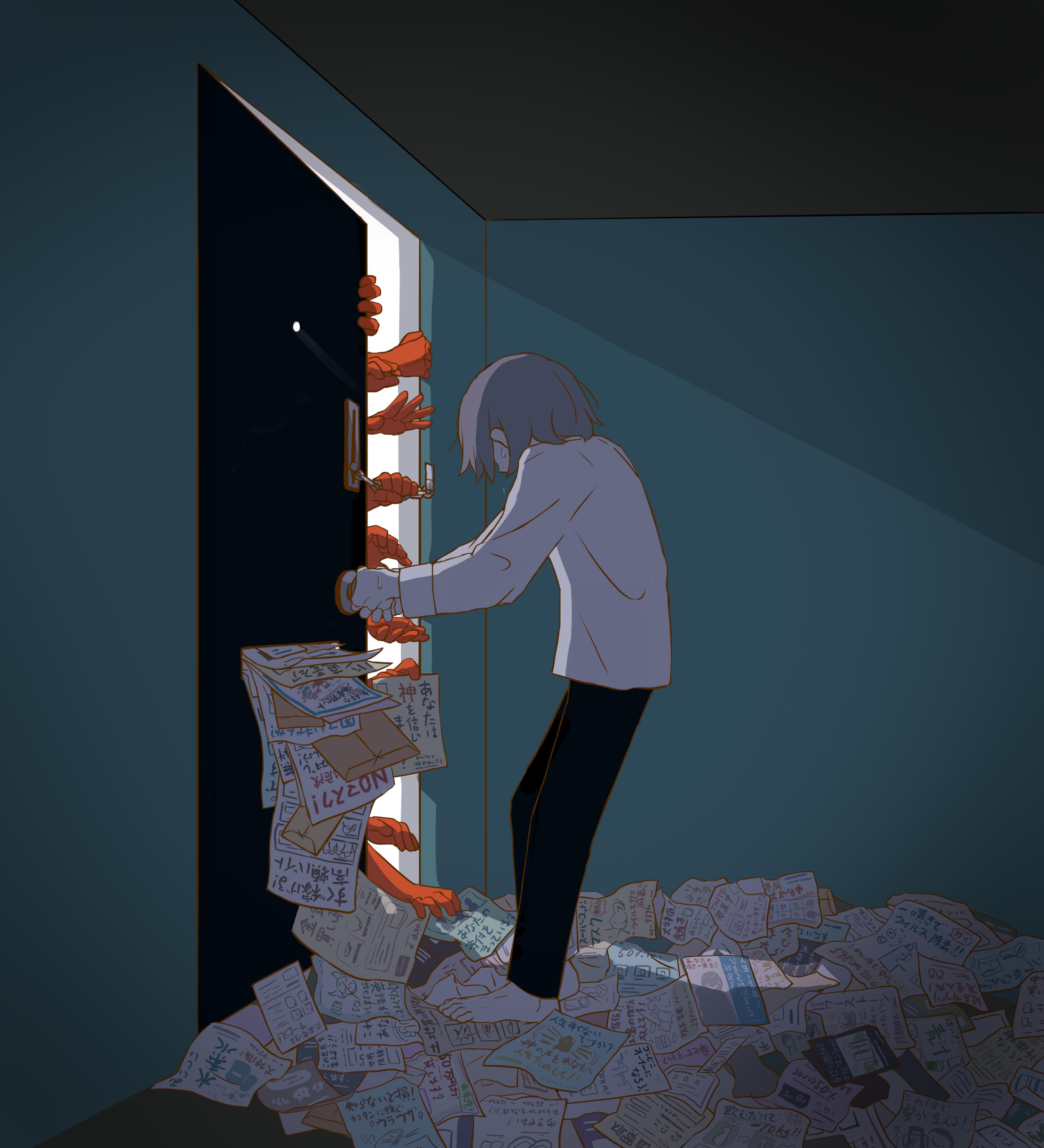 有什么孤独悲伤致郁的插画