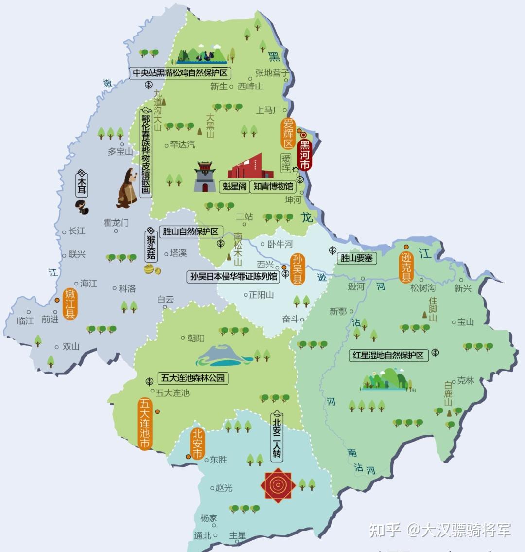 东北三省(辽宁/吉林/黑龙江所有地级市)人文地图