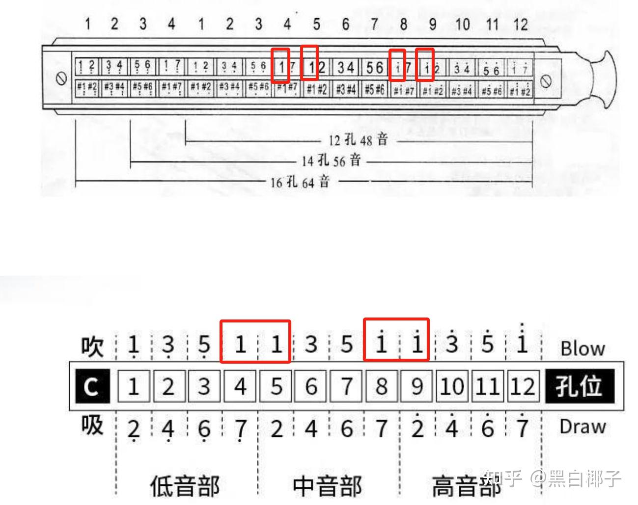 口琴压音图解图片