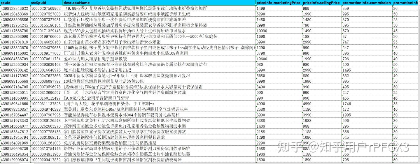 查看导出后的品类详细信息