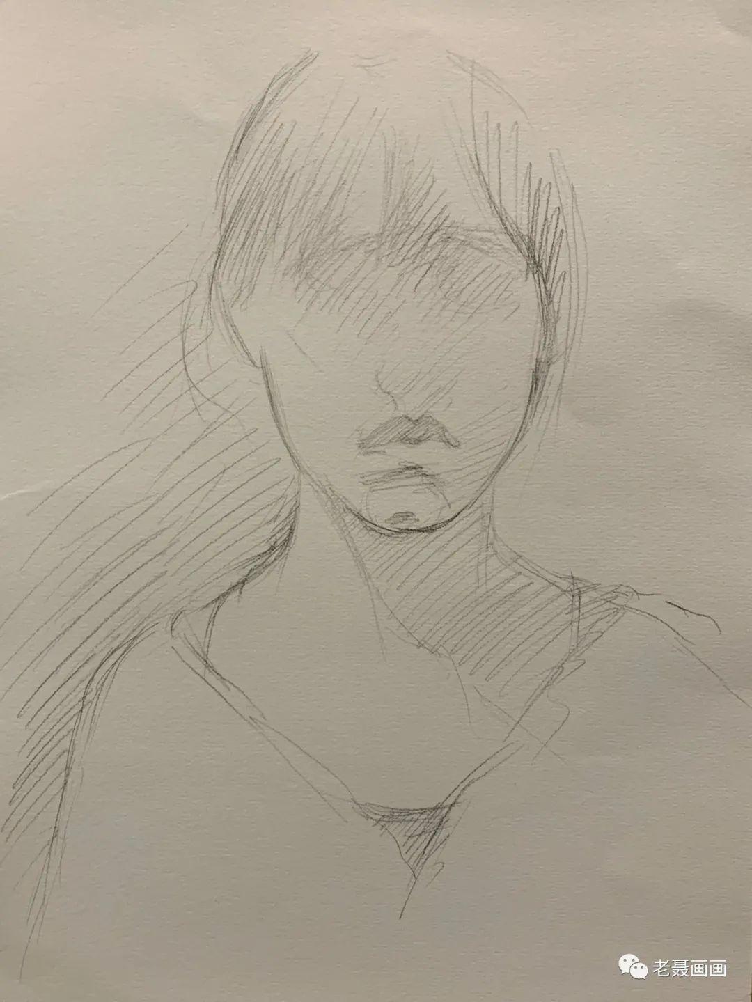 素描女青年肖像步骤