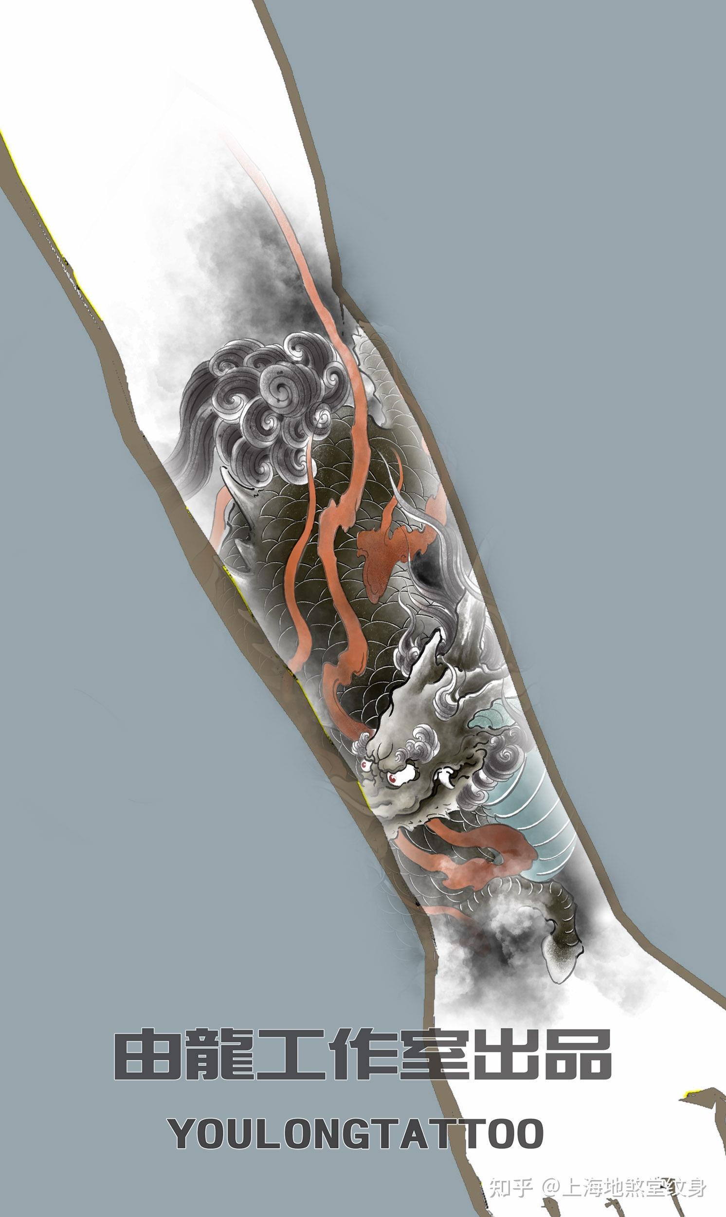 麒麟纹身手稿 肩膀图片