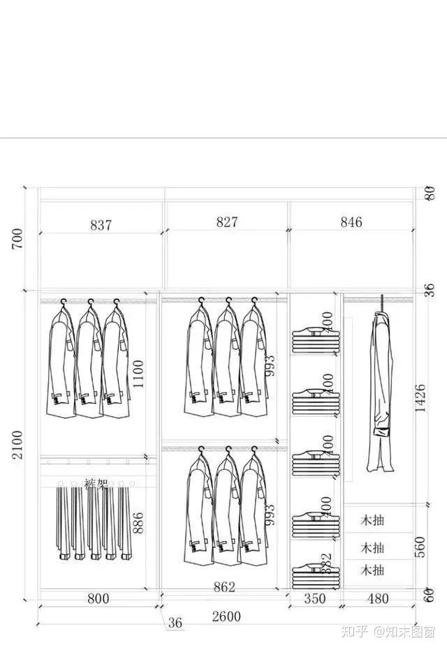 衣柜装修设计尺寸图全是黄金布局尺寸呦