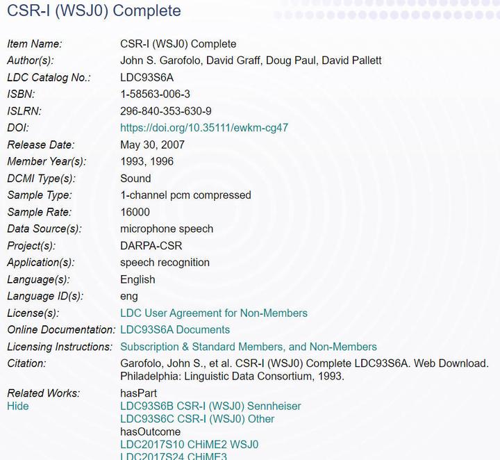 CSRI (WSJ0) Complete数据集介绍,编号LDC93S6A 知乎