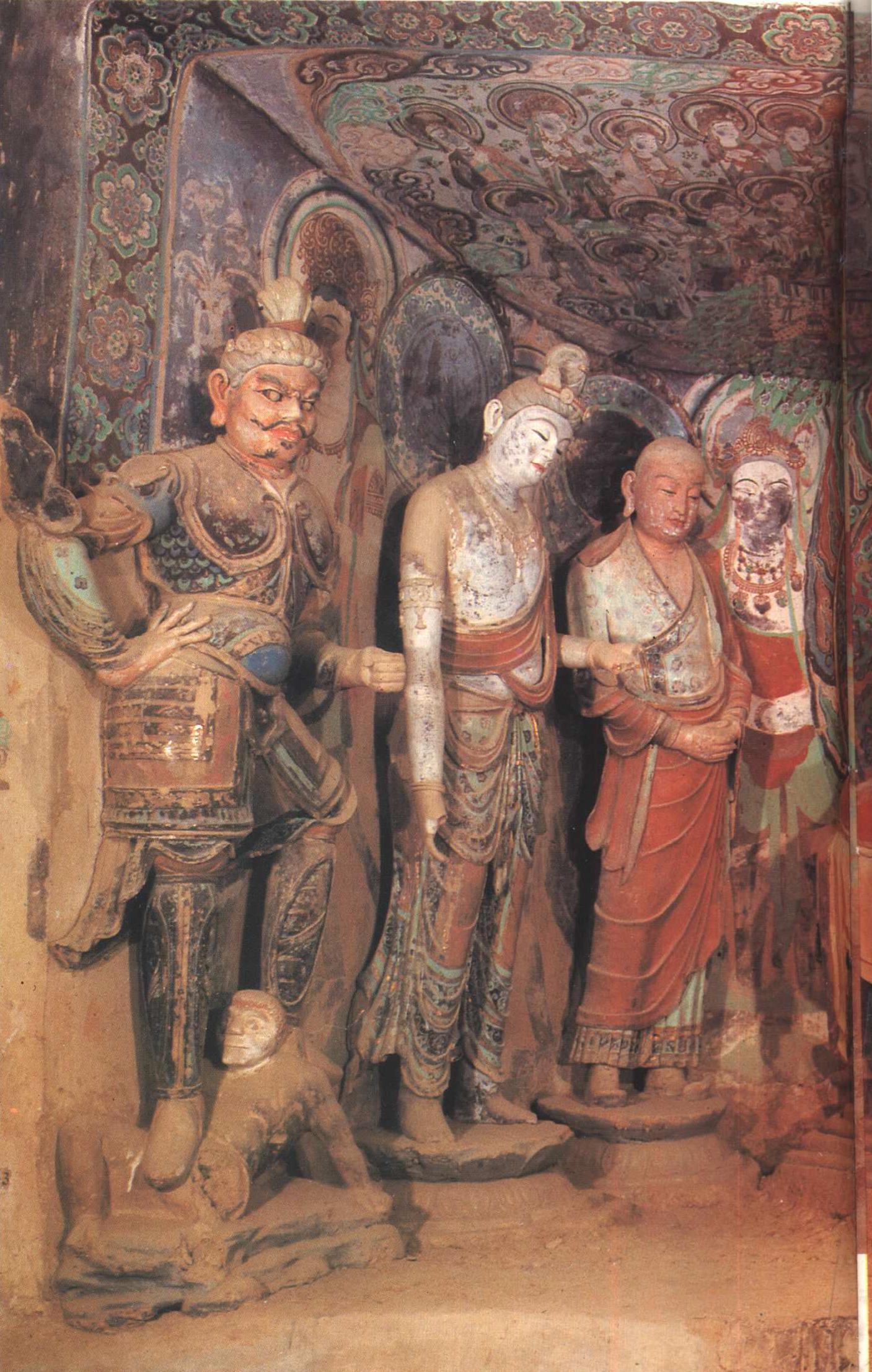【神游千年,大美敦煌】盛唐-45窟-西龛彩塑:各有神采,配合龛顶壁画;北