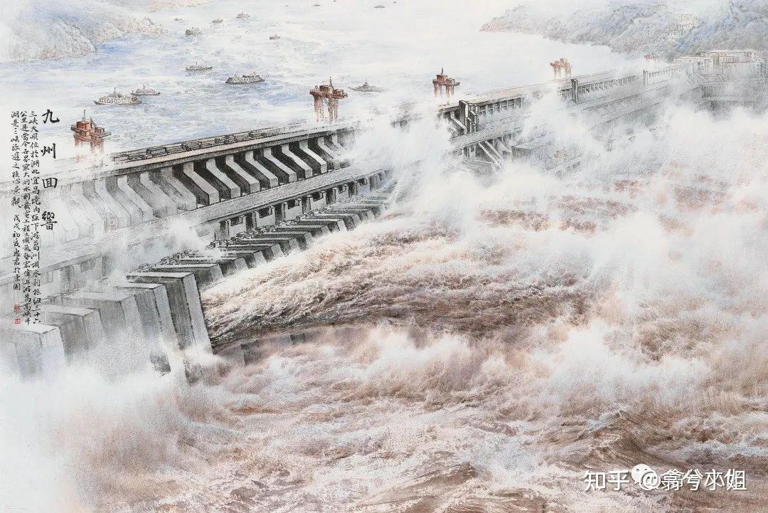 5×108cm  纸本设色  2015年徐惠君《钱塘潮涌》 166.