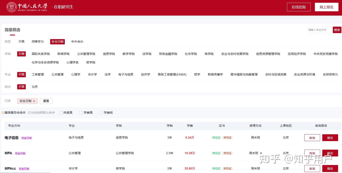 汇总！2026年中国人民大学非全日制研究生招生简章/专业/学制学费一览 - 知乎