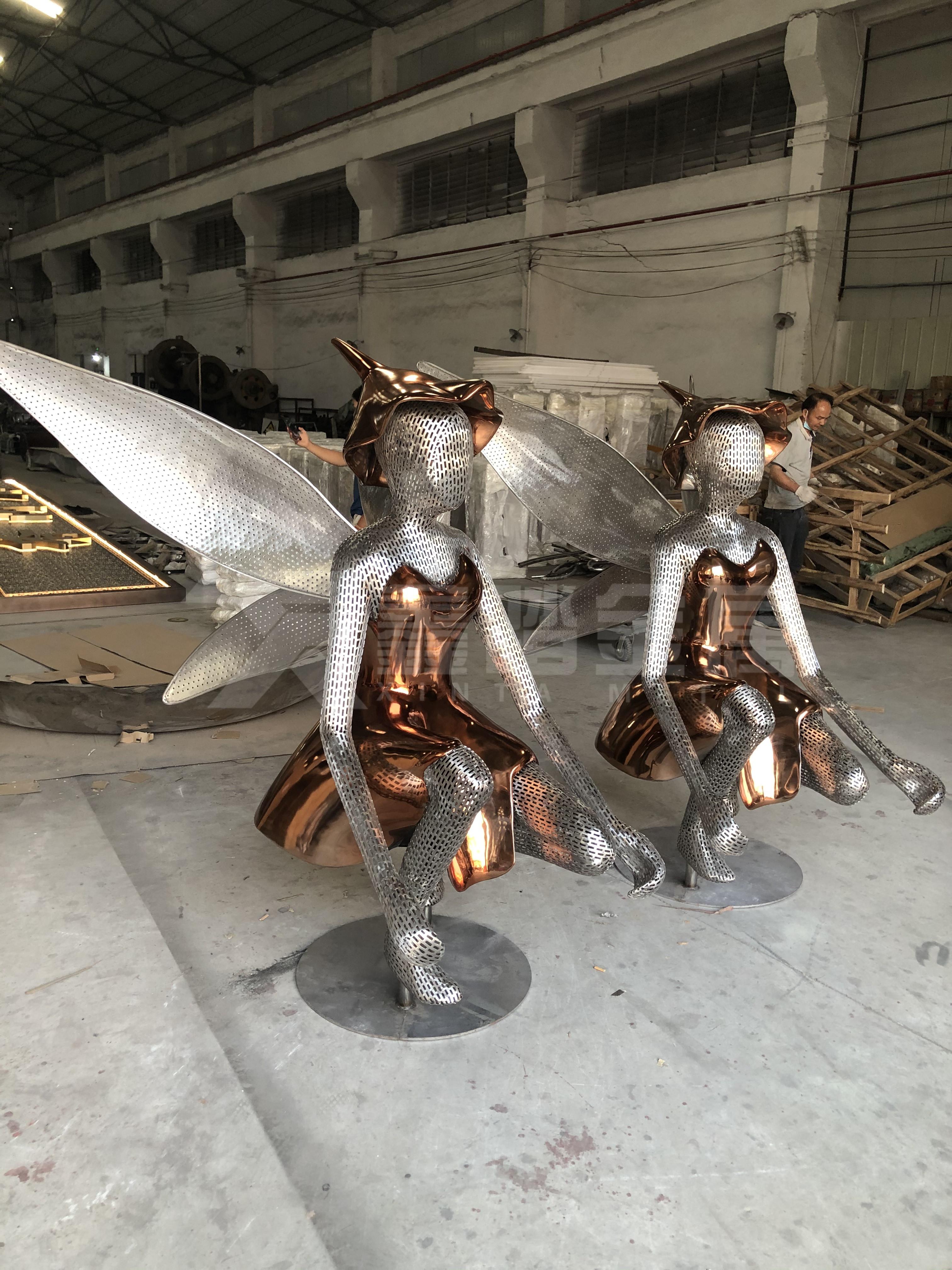 抽象舞者人物不锈钢雕塑 舞者的姿态迷人