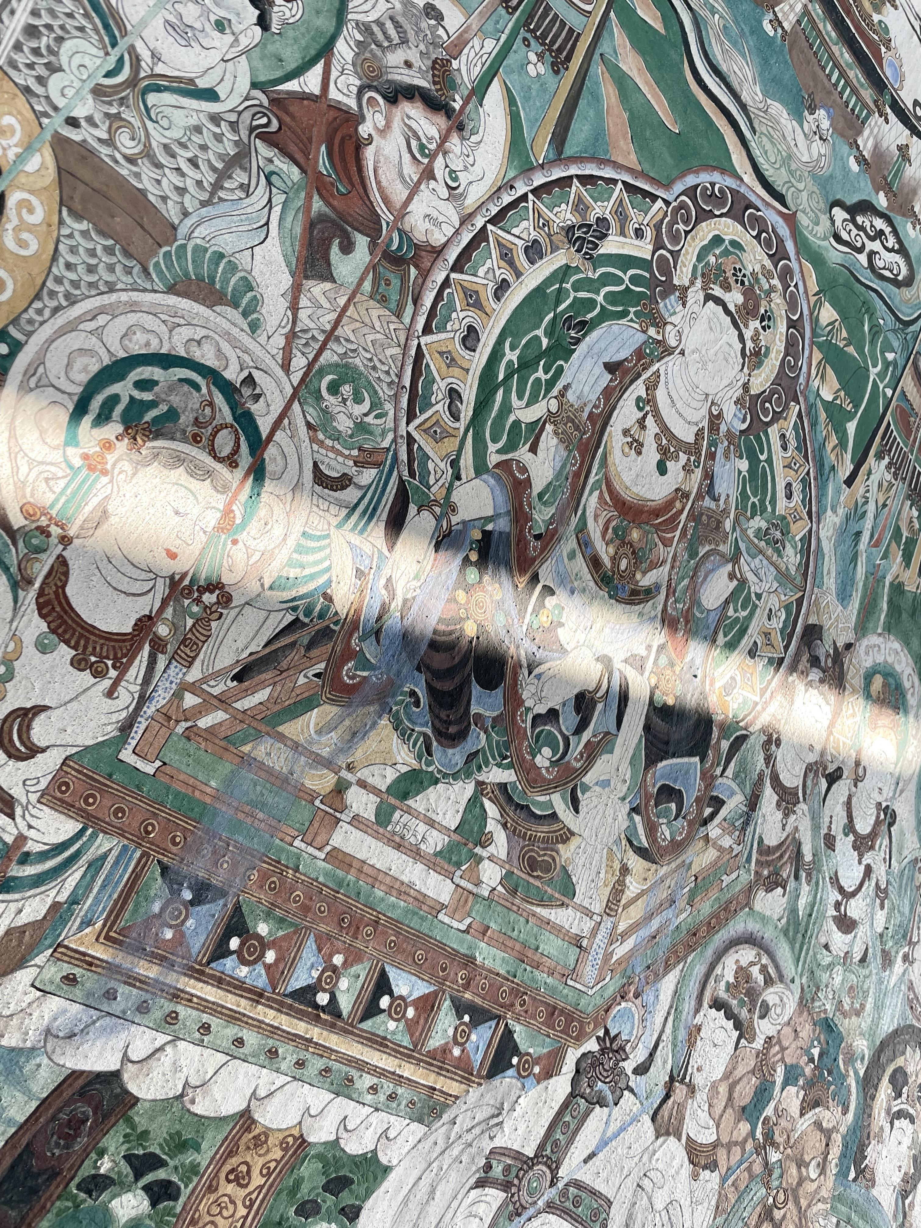 神游千年大美敦煌中唐159窟西龛彩塑文殊普贤经变画随行乐舞伎动感