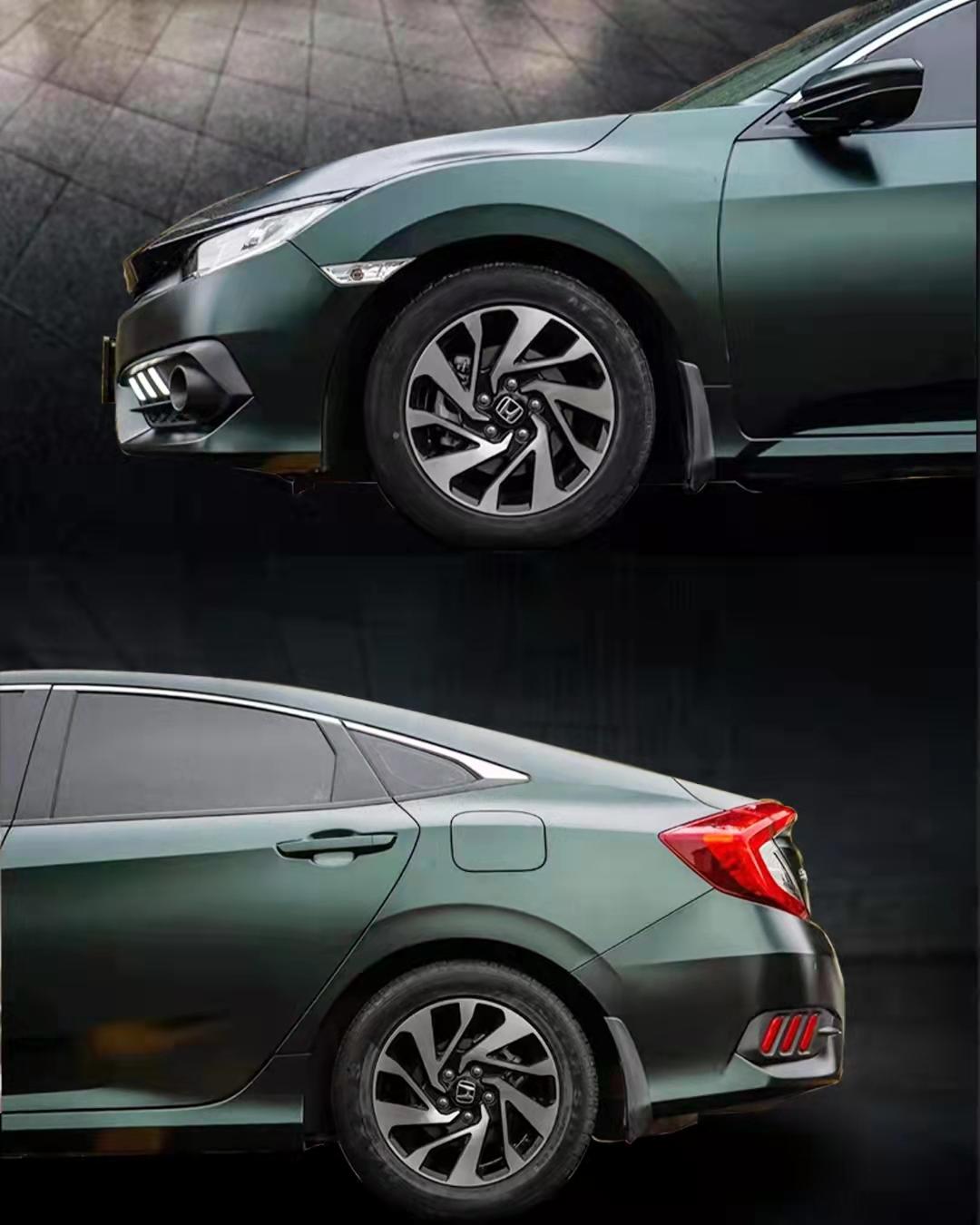 1号超哑暗夜绿改色膜‖本田思域