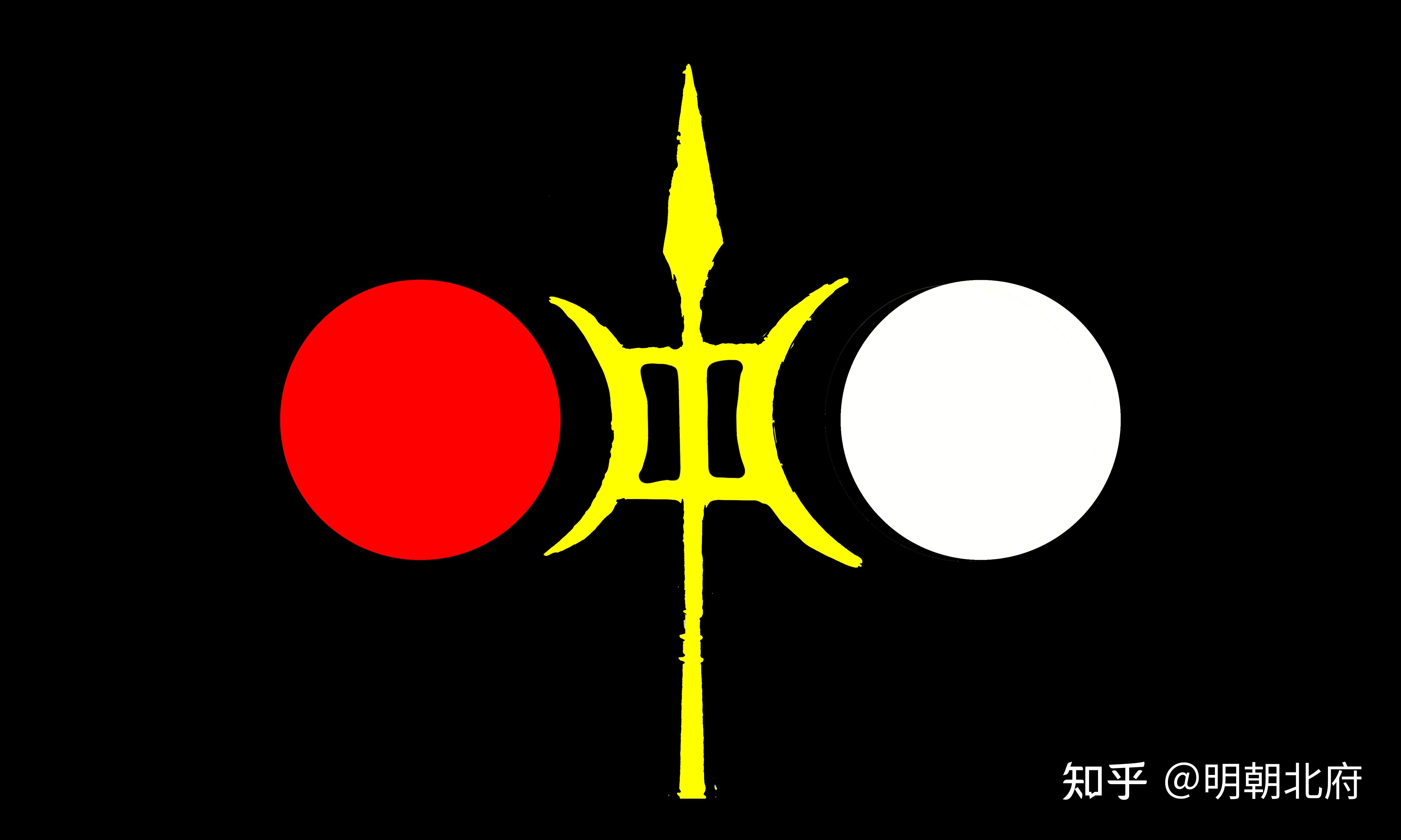 真武军旗(原型中军大纛)国旗及国家党党旗:日月旗(原型王旗太常旗)