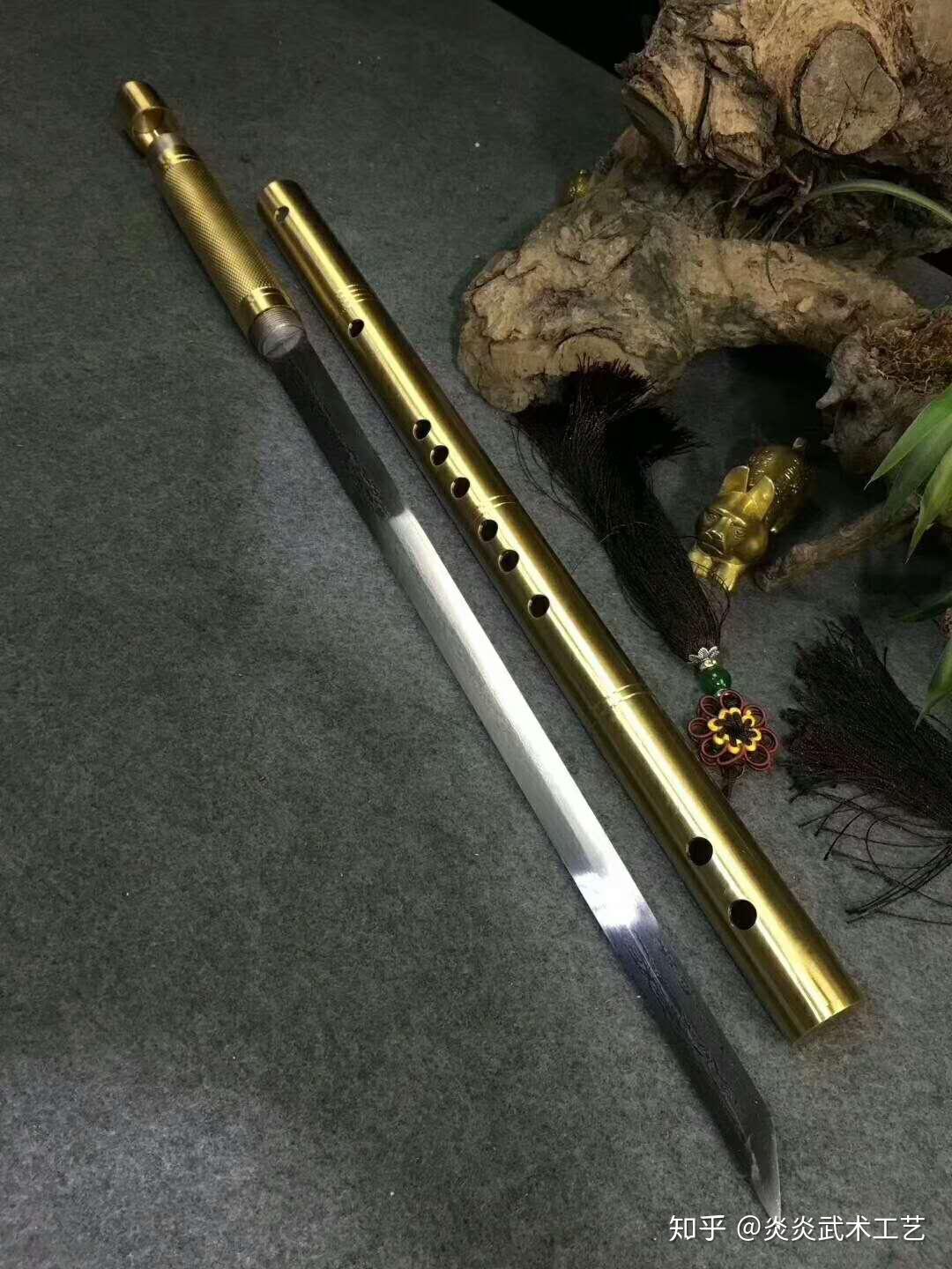 笛子刀反接全长112cm刀刃硬度59可吹奏