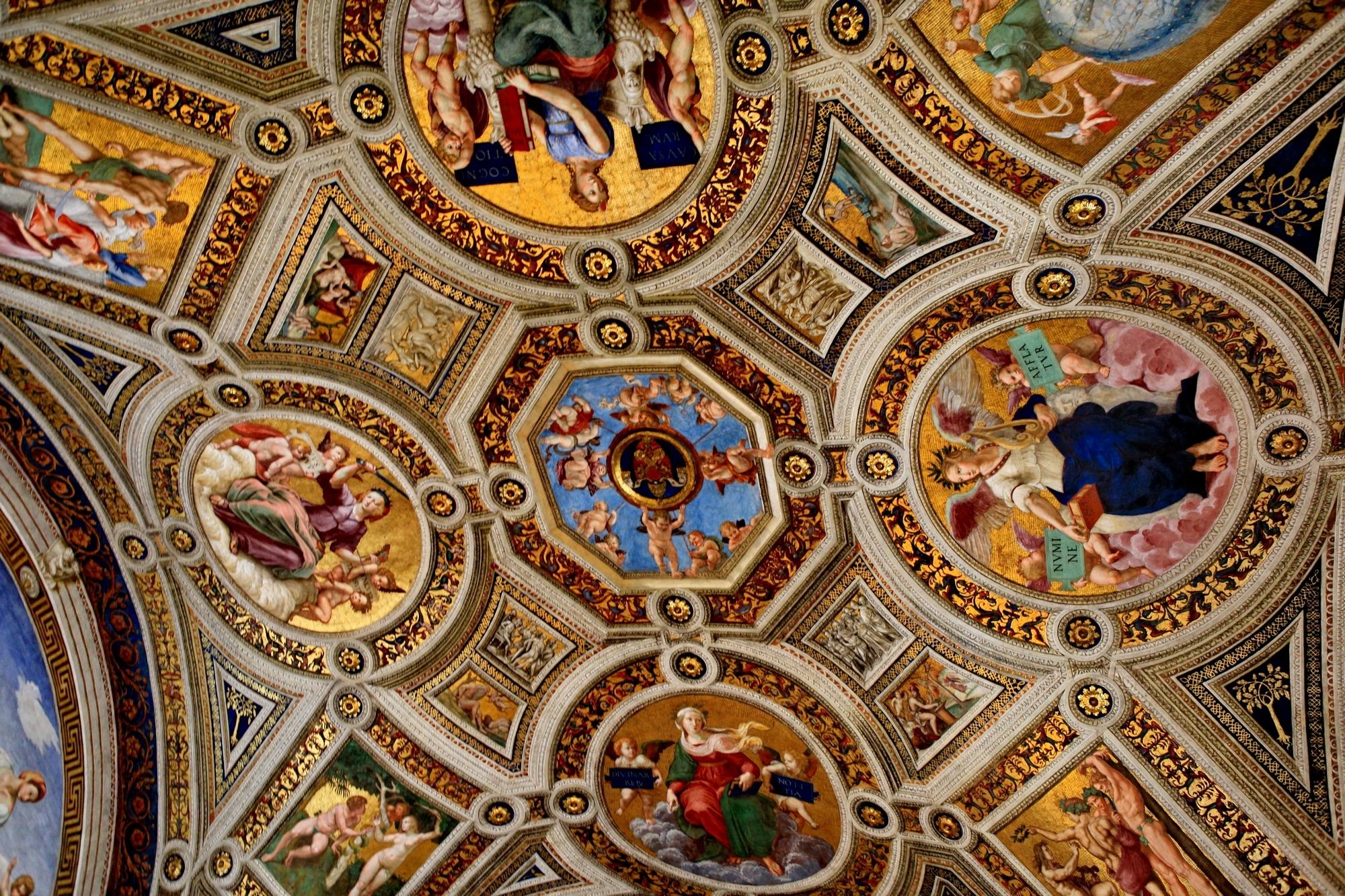 梵蒂冈博物馆8拉斐尔画室3签字厅壁画雅典学院圣礼之争帕尔纳斯山三德