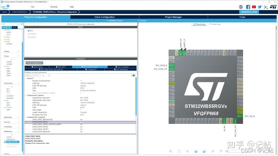 Stm32wb55 nucleo 2 stm32cubemx ble app 