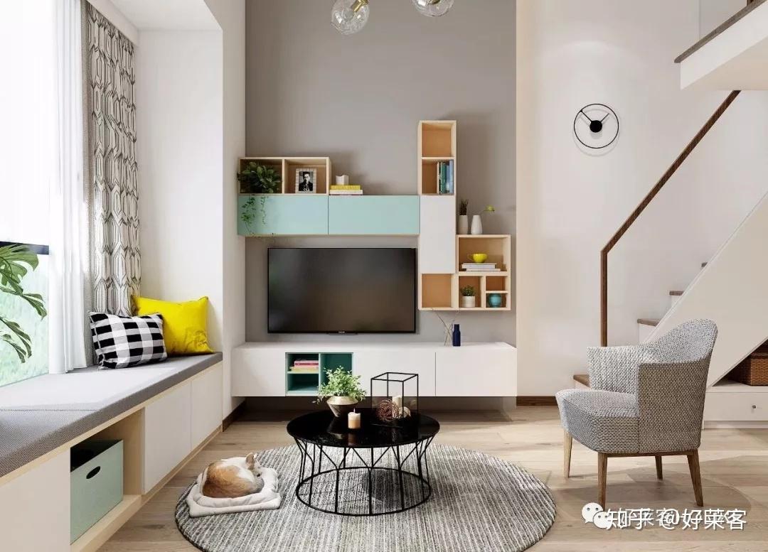 日式简约小户型紧凑客厅装修效果图-房天下装修效果图