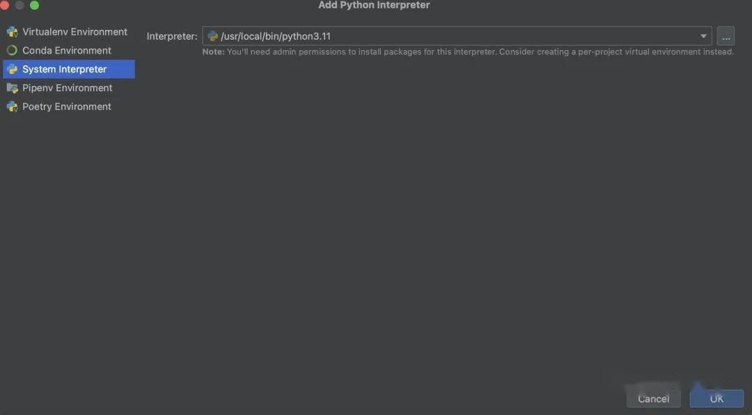 Pycharm python interpreter 