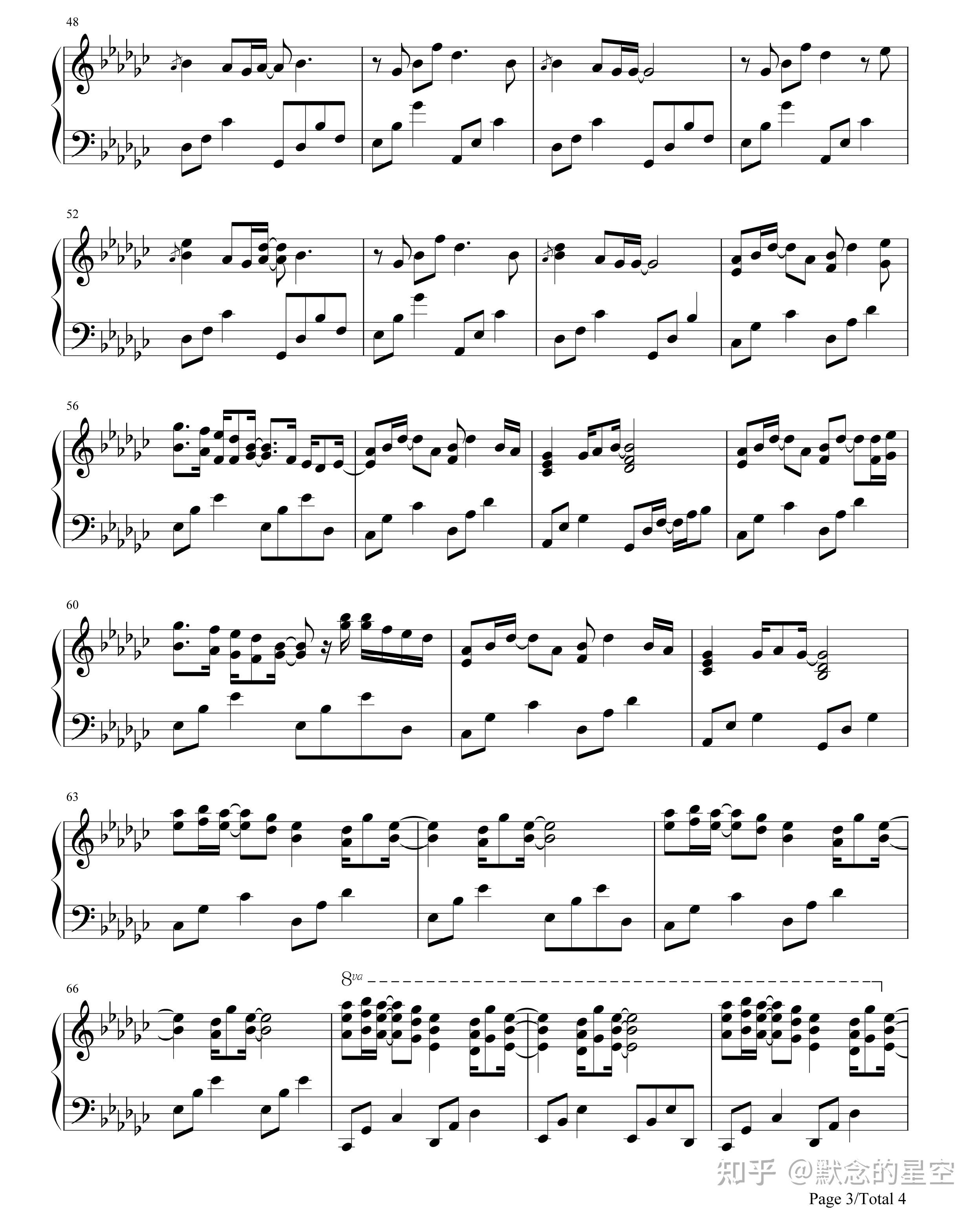 钢琴谱双手简谱双版本西村由纪江镜花水月