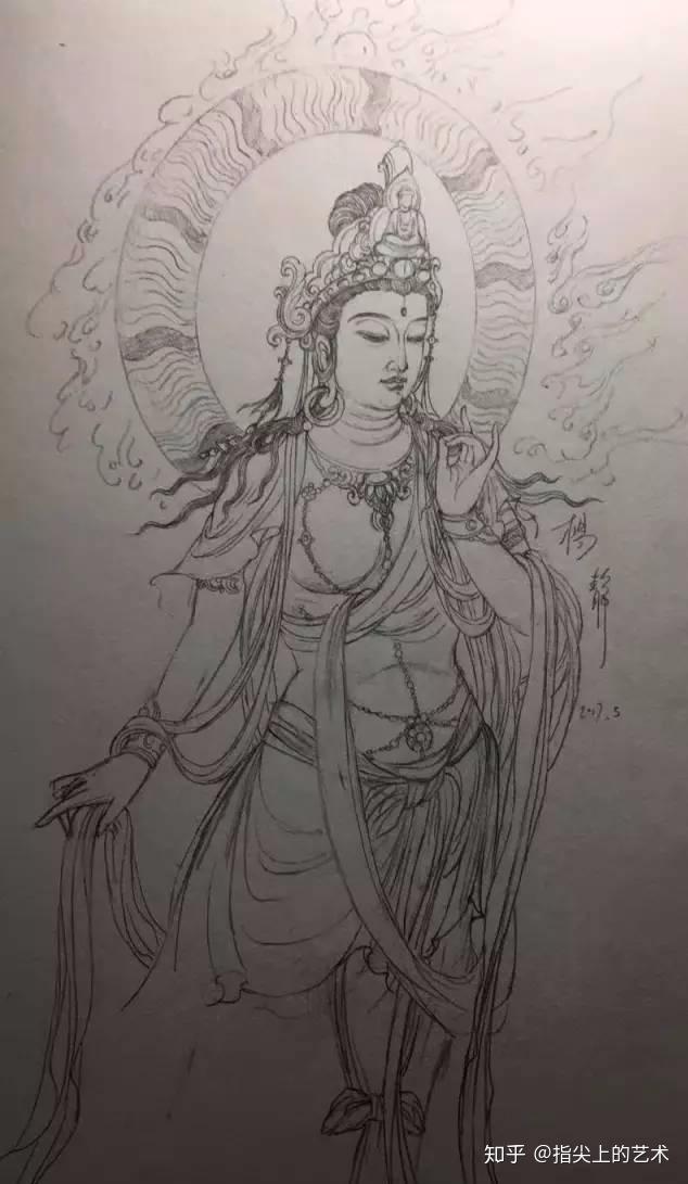 名家玉雕素材慈悲为怀的观音手绘图欣赏