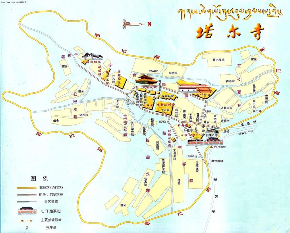 塔尔寺地图来青海的朋友不用担心缺氧,西宁市打平均海拔也就2200m左右