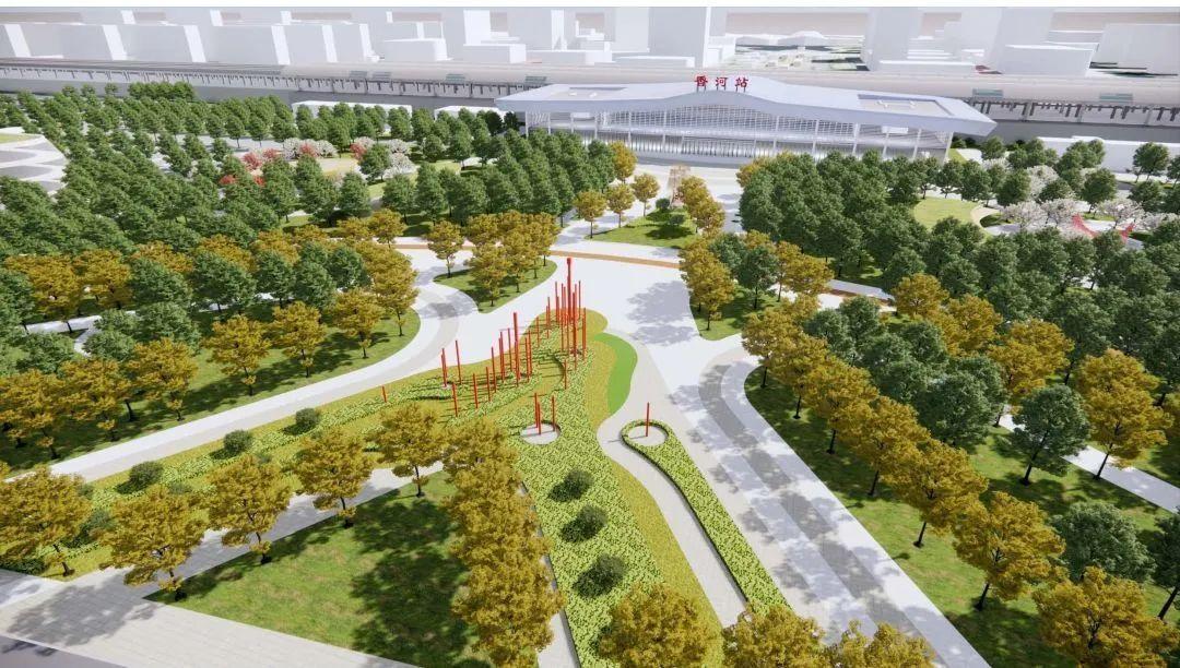 广场局部景观效果图为保证香河高铁站顺利开通,一公司组织施工队伍