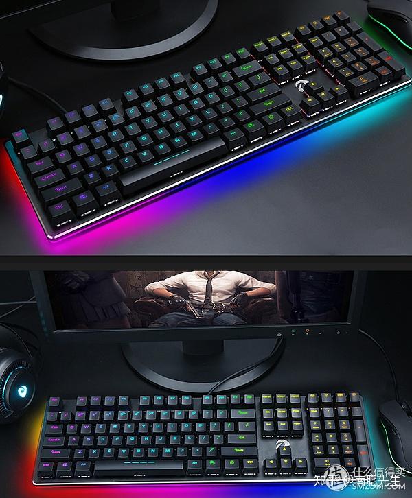 全是灯的机械键盘达尔优dareuek925暗夜流光108键幻彩键盘