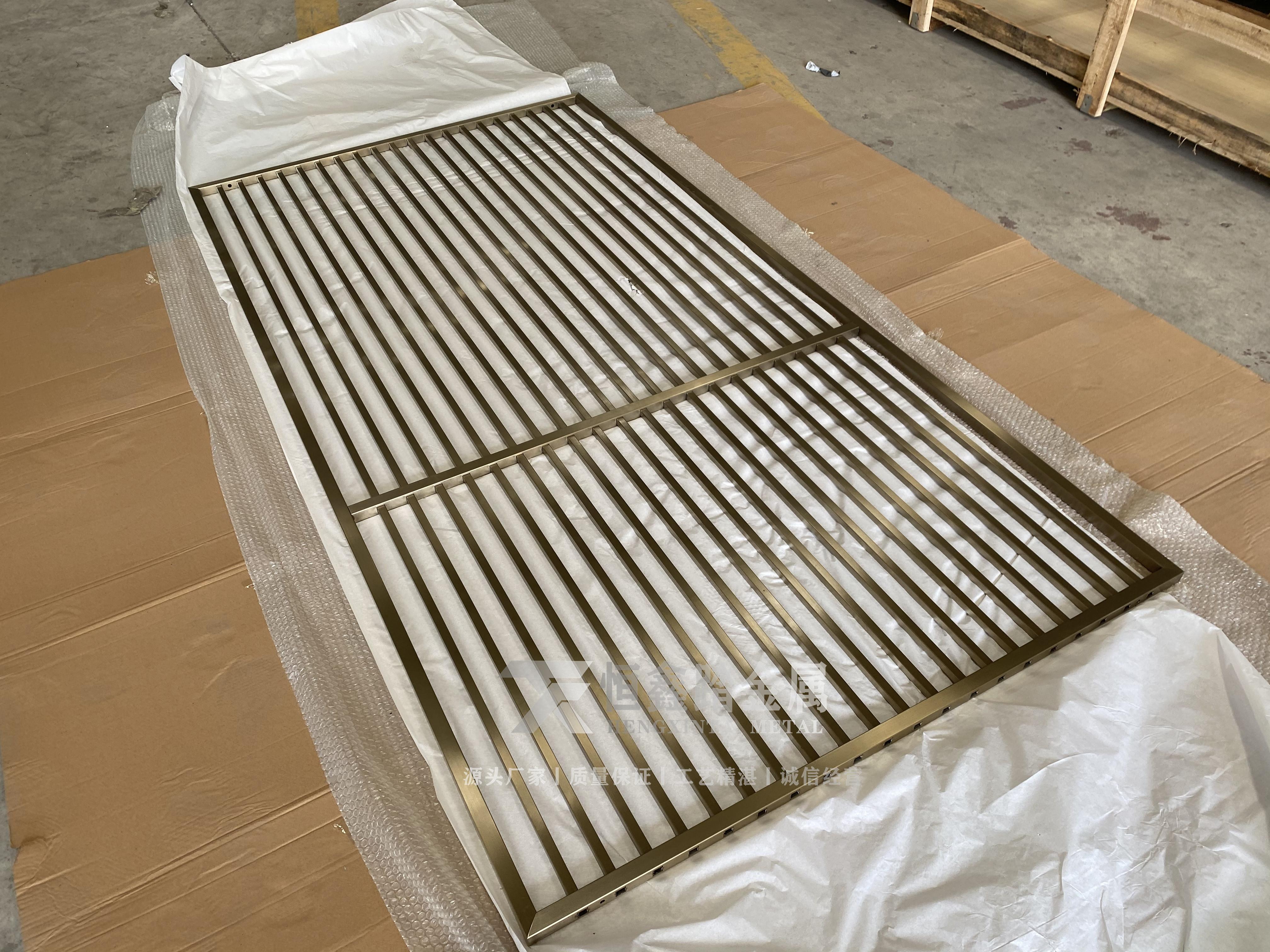 拉丝香槟金不锈钢屏风办公酒店大厅不锈钢屏风定制