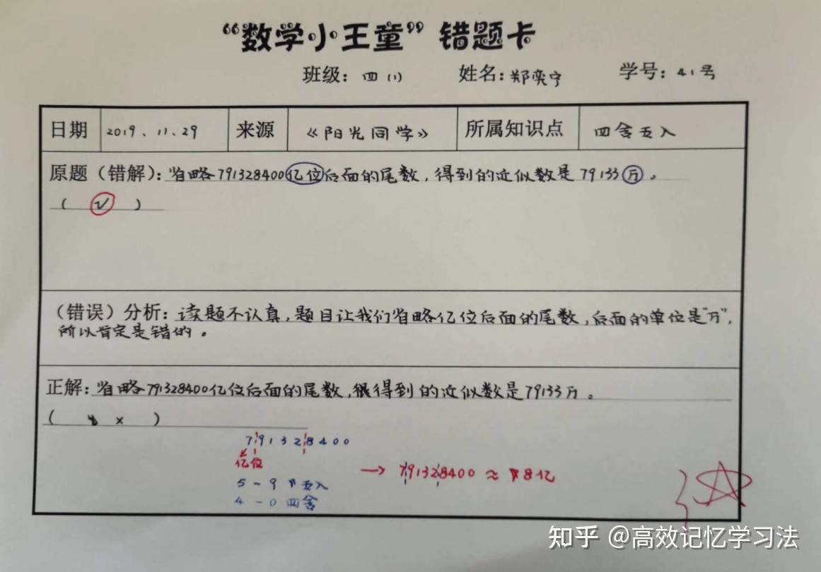 小学生错题卡怎么做图片