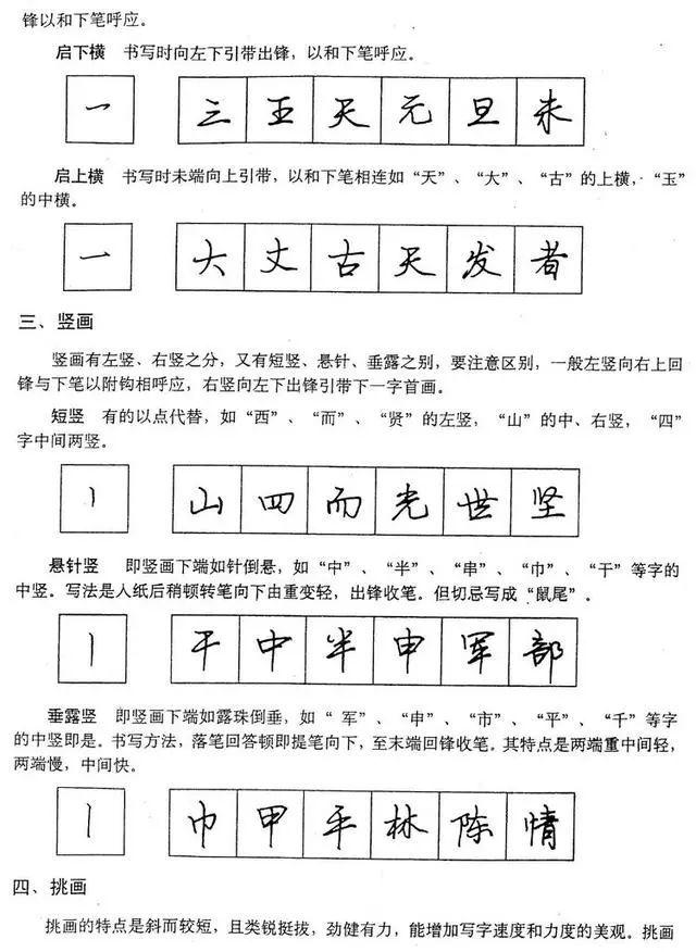 硬笔行书基本笔画